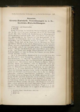 Gesetze, Gesetz-Entwürfe, Verordnungen u.s.w., Gerichts-Entscheidungen.