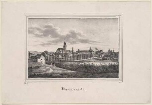Stadtansicht von Bischofswerda in der sächsischen Oberlausitz, aus der Zeitschrift Saxonia 1837