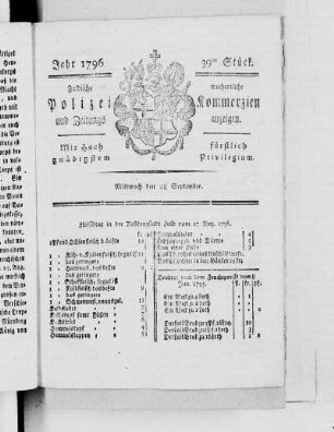 39tes Stück., Ausgabe vom 28. September 1796