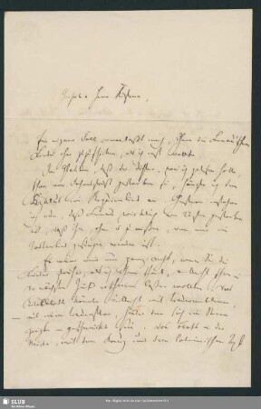Eigenhändiger Brief von Robert Schumann an Julius Kistner - Mscr.Dresd.Aut.1070
