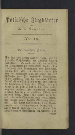 Nro. 10. Der Utrechter Friede.