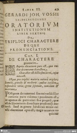 Liber Sextus; De Triplici Charactere Deque Pronunciatione