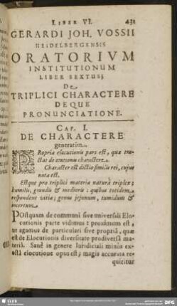 Liber Sextus; De Triplici Charactere Deque Pronunciatione