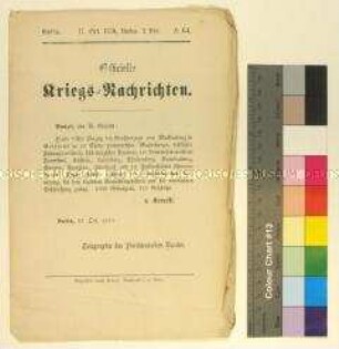 Kriegsdepesche des Norddeutschen Bundes über die Kriegsereignisse vom 16.10.1870 in Soissons