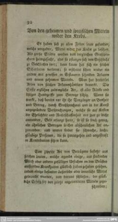 Von den geheimen und specifischen Mitteln wider den Krebs