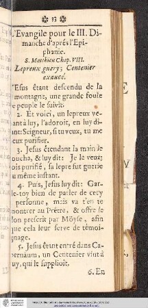 L'Evangile pour le III. Dimanche d'aprés l'Epiphanie