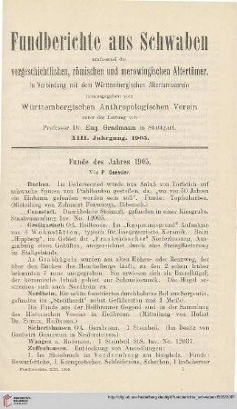 13: Funde des Jahres 1905