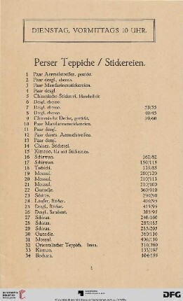 Perser Teppiche / Stickereien (Nr. 1 - 116)