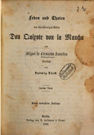Leben und Thaten des scharfsinnigen Edlen Don Quixote von la Mancha, 2