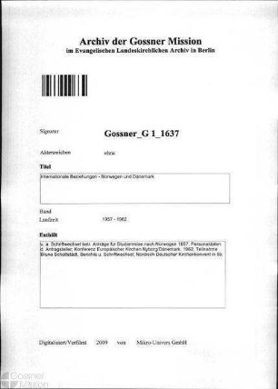 Internationale Beziehungen - Norwegen und Dänemark