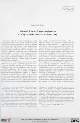 N.S. 4.1998: Podróż Karola Lanckorońskiego na Cejlon oraz do Indii w roku 1889