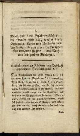 I. Belag zum 2ten Erfahrungssatze: [...].
