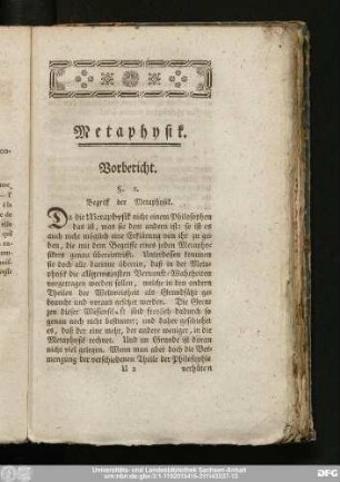 Metaphysik.