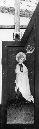 Martinsaltar : Martinsaltar. Holz, bemalt (um 1430). Flügel mit Maria während der Verkündigung. Graz: Steiermärkisches Landesmuseum Joanneum