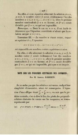 Note sur les podaires centrales des coniques.
