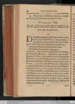 Titulus VII. De Episcopali Ornato Ac Habitu.
