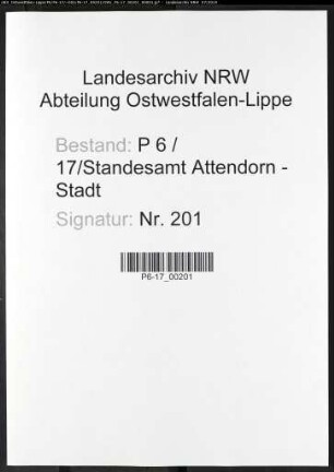 Sterberegister Standesamt Attendorn-Stadt