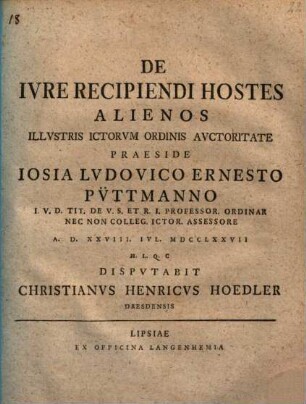 De iure recipiendi hostes alienos