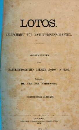 Lotos : naturwiss. Zeitschr., 16. 1866