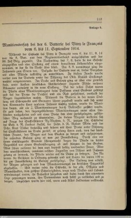 9. Munitionsersatz bei der 6. Batterie bei Vitry le Francois