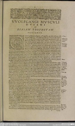 Wolfgang Musculi Dusani In Esaiam Prophetam Praefatio