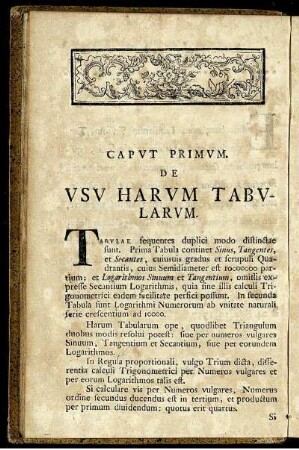 Caput Primum. De Usu Harum Tabularum.
