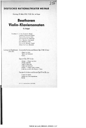 Beethoven Violin-Klaviersonaten (1. Folge)