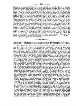 Brieflicher Gedankenaustausch aus der Heimath und Fremde
