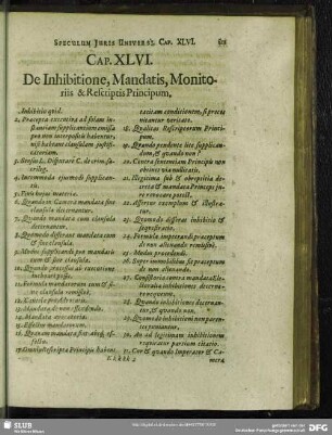 Cap. XLVI. De Inhibituione, Mandatis, Monitoriis & Rescriptis Principum