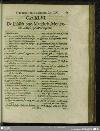 Cap. XLVI. De Inhibituione, Mandatis, Monitoriis & Rescriptis Principum