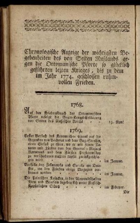 Chronologische Anzeige der wichtigsten Begebenheiten ...