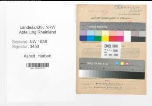 Entnazifizierung Herbert Asholt , geb. 09.04.1892 (Lokfuehrer)