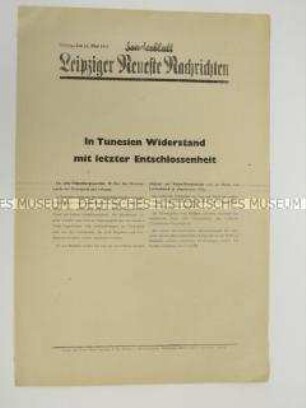 Sonderblatt der "Leipziger Neuesten Nachrichten" mit Kurzmeldungen von verschiedenen Kriegsschauplätzen u.a. über die deutsche Bombardierung der englischen Hafenstadt Great Yarmouth an der Ostküste Englands