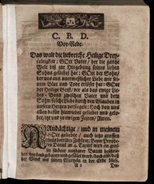 Vor-Rede; Text; Eingang zur Predigt; Inhalt der Predigt; Abhandlung; Der Erste Trost; Der Andere Trost/; Der dritte Trost.