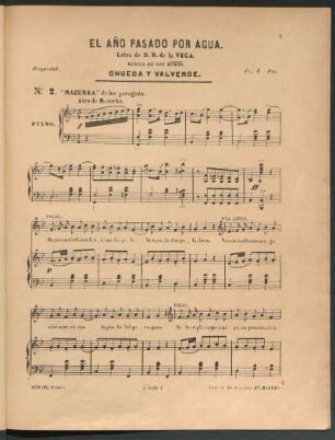 N°. 2. "Mazurka" de los paraguas. - Aire de Mazurka. - [Partitura de piano]