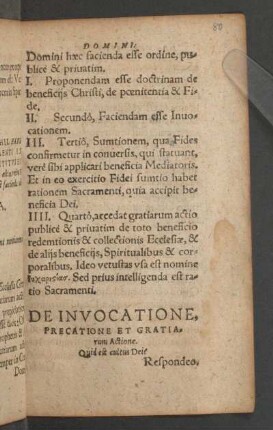 De Invocatione, Precatione Et Gratiarvm Actione.
