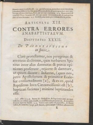 Articulus XII. Contra Errores Anabaptistarum.