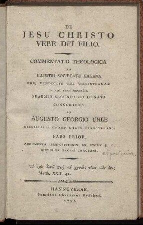 Ps. 1: De Jesu Christo Vere Dei Filio. Ps. 1