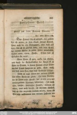 Funfzehnter Brief. Karl an den Baron Knorr.