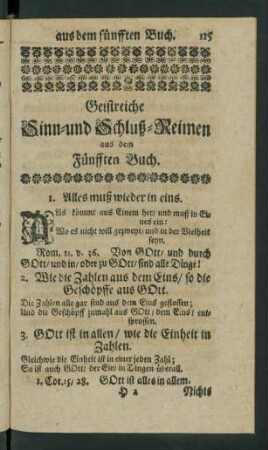 Geistreiche Sinn- und Schluß-Reimen aus dem Fünfften Buch ...
