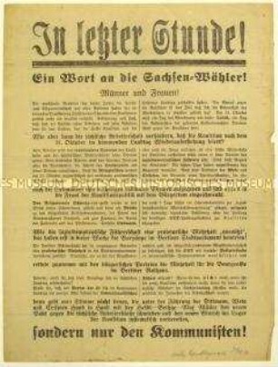 Aufruf der KPD zur sächsischen Landtagswahl 1926