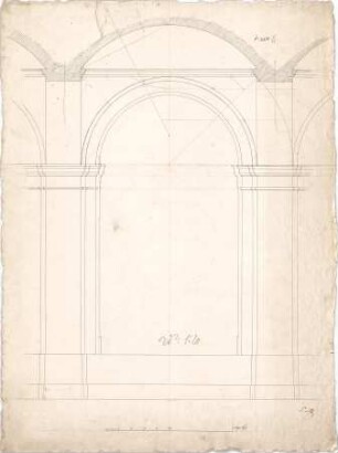 Klenze, Leo von; München; Alte Pinakothek - Kompartiment Südwand (Schnitt)