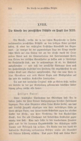 316-320 Die Adresse der preußischen Bischöfe an Papst Leo XIII.