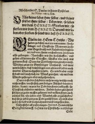 [Predigttext und Beginn der Leichenpredigt]