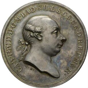 Porträtmedaille Karl Friedrichs mit Wahlspruch 1777