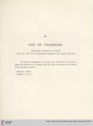 Pied De Chandelier (Bronze ciselè et doré commencement du XIIIe siècle)