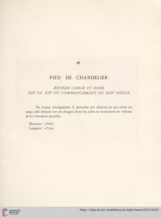 Pied De Chandelier (Bronze ciselè et doré commencement du XIIIe siècle)