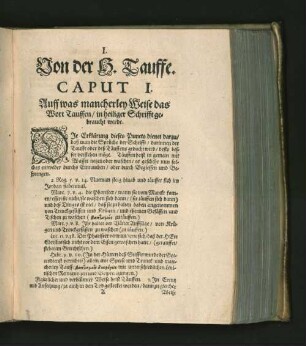 [Von der heiligen Tauffe. Caput I. - XX.]