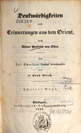 Denkwürdigkeiten und Erinnerungen aus dem Orient, 2. Band