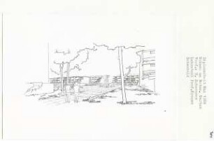 Wohnen am Botanischen Garten, Berlin-Lichterfelde (Diplomarbeit bei Willy Kreuer): Perspektivische Ansicht